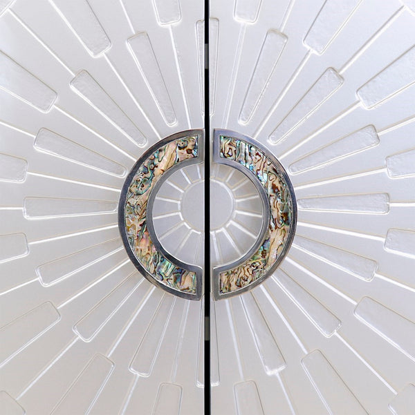 Pasargad Home Luna 4-door Wooden Sideboard - Modern Glamour For Your Dining & Living Spaces Silver Wood Finish Pph-a4