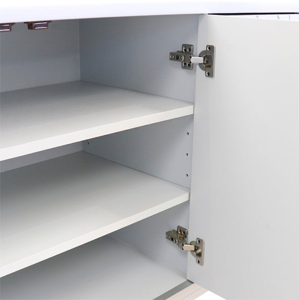 Pasargad Home Luna 4-door Wooden Sideboard - Modern Glamour For Your Dining & Living Spaces Silver Wood Finish Pph-a4