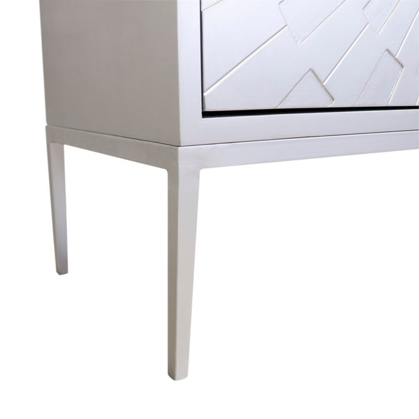 Pasargad Home Luna 4-door Wooden Sideboard - Modern Glamour For Your Dining & Living Spaces Silver Wood Finish Pph-a4