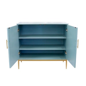 Pasargad Home Edgar Modern Cabinet – Glamorous Aqua And Gold Design For Chic Home Décor Aqua Wood Finish Pph-d1