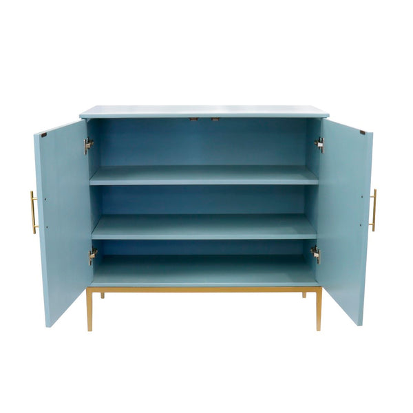 Pasargad Home Edgar Modern Cabinet – Glamorous Aqua And Gold Design For Chic Home Décor Aqua Wood Finish Pph-d1