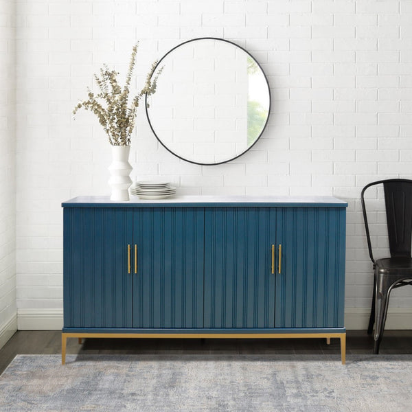 Pasargad Home Edgar Modern Cabinet – Glamorous Aqua And Gold Design For Chic Home Décor Teal Wood Finish Pph-d4