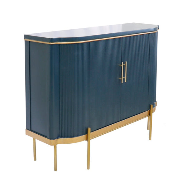 Pasargad Home Amelia Teal Cabinet - Glamorous 2-door Design With Elegant Gold Metal Frame Finish Teal Wood Finish Pph-e1
