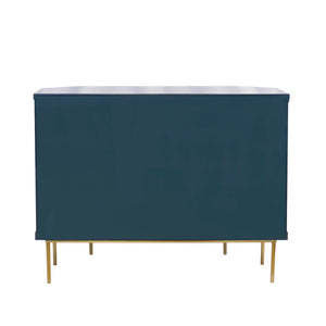 Pasargad Home Amelia Teal Cabinet - Glamorous 2-door Design With Elegant Gold Metal Frame Finish Teal Wood Finish Pph-e1
