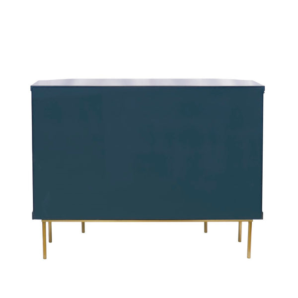 Pasargad Home Amelia Teal Cabinet - Glamorous 2-door Design With Elegant Gold Metal Frame Finish Teal Wood Finish Pph-e1