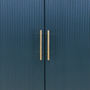 Pasargad Home Amelia Teal Cabinet - Glamorous 2-door Design With Elegant Gold Metal Frame Finish Teal Wood Finish Pph-e1