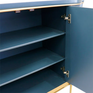 Pasargad Home Amelia Teal Cabinet - Glamorous 2-door Design With Elegant Gold Metal Frame Finish Teal Wood Finish Pph-e1