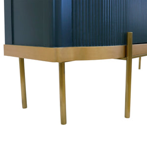 Pasargad Home Amelia Teal Cabinet - Glamorous 2-door Design With Elegant Gold Metal Frame Finish Teal Wood Finish Pph-e1