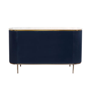 Pasargad Home Elegant White Marble Top Theodore Sideboard – Glamorous Modern Storage Solution Navy Wood Finish Pph-h1