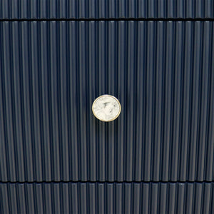 Pasargad Home Elegant White Marble Top Theodore Sideboard – Glamorous Modern Storage Solution Navy Wood Finish Pph-h1