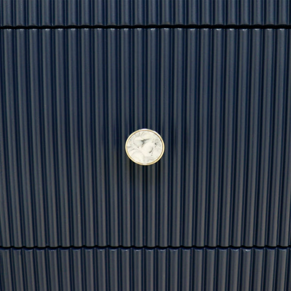 Pasargad Home Elegant White Marble Top Theodore Sideboard – Glamorous Modern Storage Solution Navy Wood Finish Pph-h1