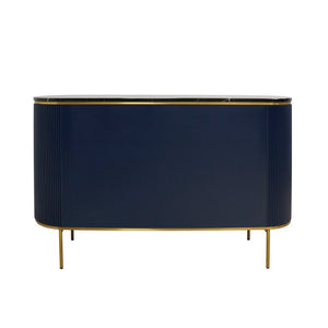 Pasargad Home Elegant White Marble Top Theodore Sideboard – Glamorous Modern Storage Solution Navy Wood Finish Pph-h1b