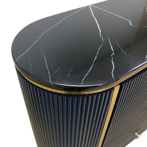 Pasargad Home Elegant White Marble Top Theodore Sideboard – Glamorous Modern Storage Solution Navy Wood Finish Pph-h1b