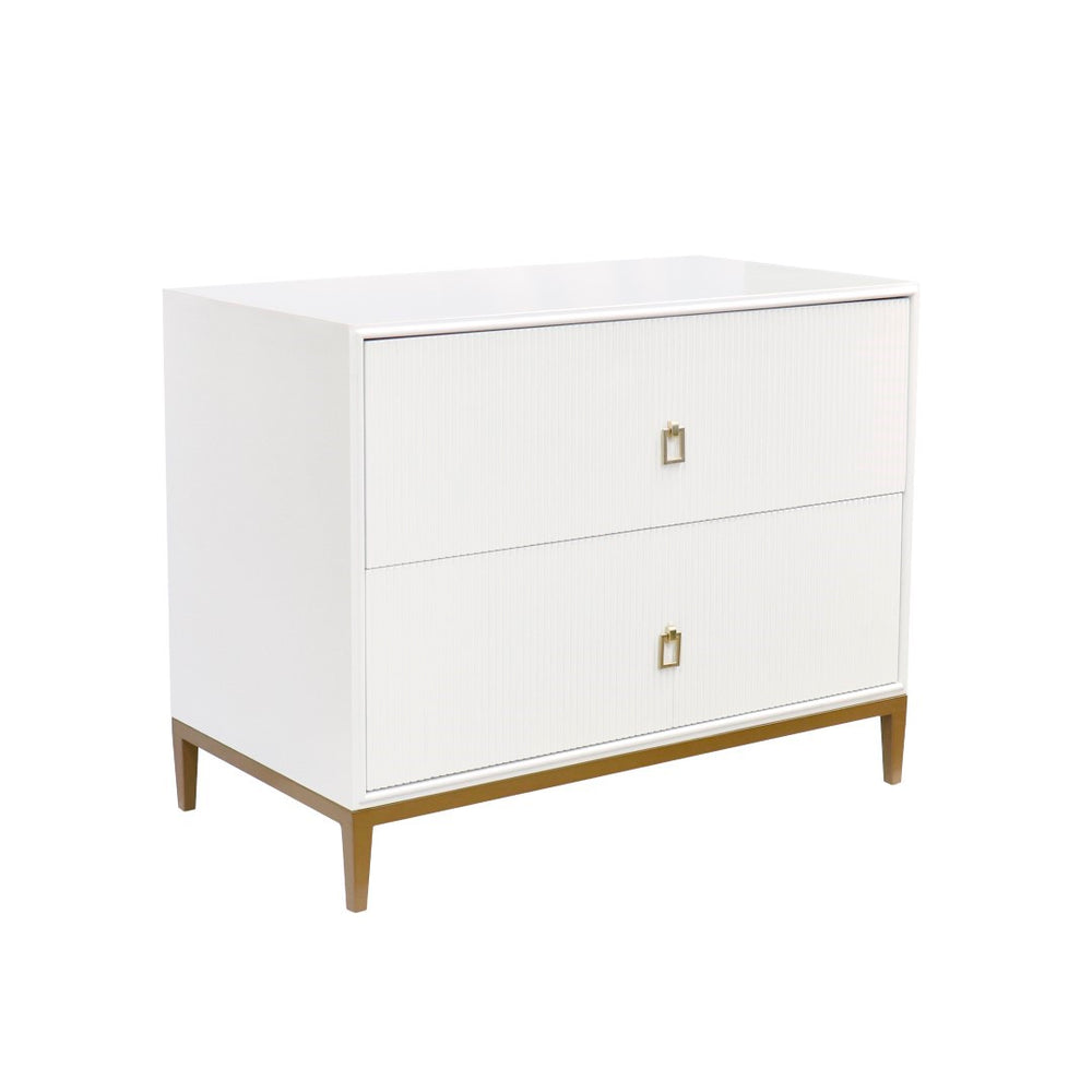 Pasargad Home Pearl Collection Luxurious Ivory Nightstand With Bronze Frame & Glamorous Accents Ivory Wood Finish Pph-m2