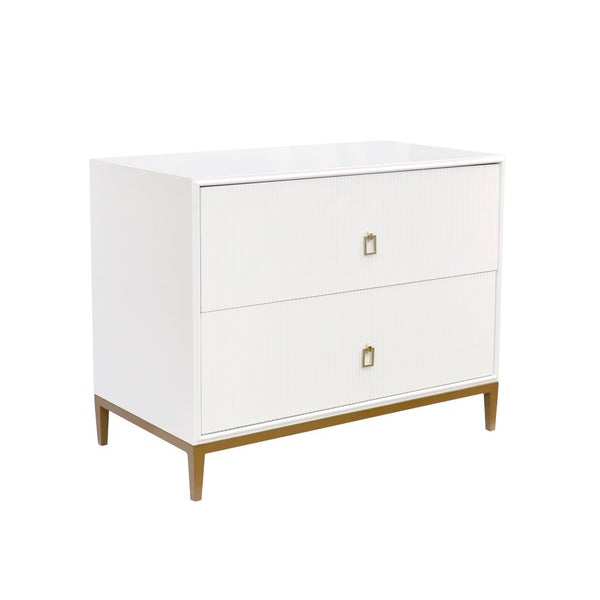 Pasargad Home Pearl Collection Luxurious Ivory Nightstand With Bronze Frame & Glamorous Accents Ivory Wood Finish Pph-m2