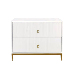 Pasargad Home Pearl Collection Luxurious Ivory Nightstand With Bronze Frame & Glamorous Accents Ivory Wood Finish Pph-m2