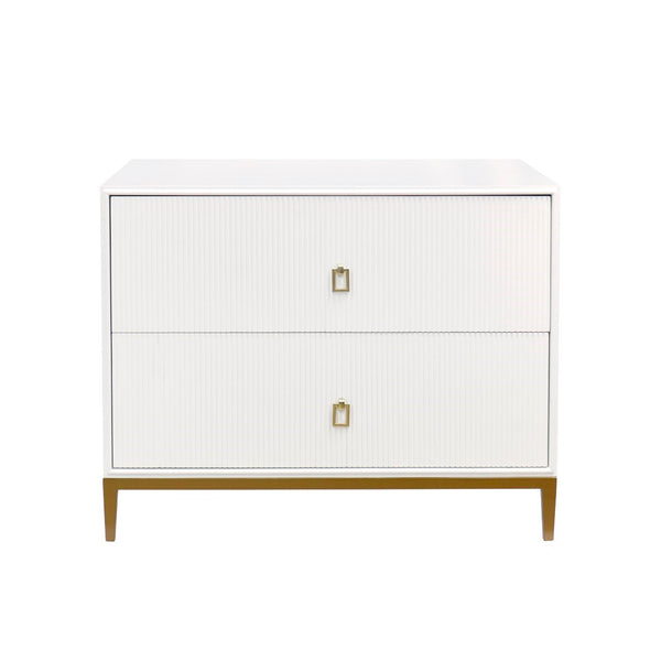 Pasargad Home Pearl Collection Luxurious Ivory Nightstand With Bronze Frame & Glamorous Accents Ivory Wood Finish Pph-m2