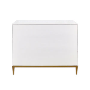 Pasargad Home Pearl Collection Luxurious Ivory Nightstand With Bronze Frame & Glamorous Accents Ivory Wood Finish Pph-m2