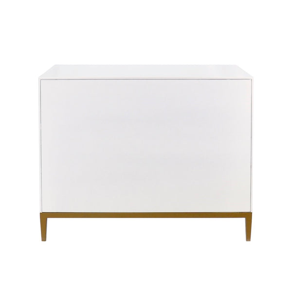 Pasargad Home Pearl Collection Luxurious Ivory Nightstand With Bronze Frame & Glamorous Accents Ivory Wood Finish Pph-m2