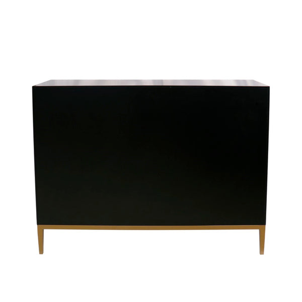 Pasargad Home Twilight Pearl Modern Cabinet In Black & Gold – Luxurious, Glamorous Storage Solution Black Wood Finish Pph-t1