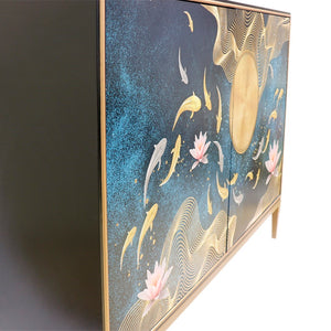 Pasargad Home Twilight Pearl Modern Cabinet In Black & Gold – Luxurious, Glamorous Storage Solution Black Wood Finish Pph-t1