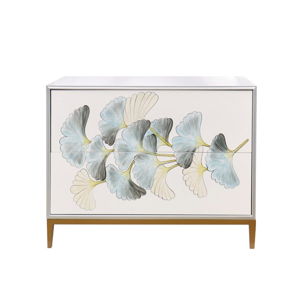 Pasargad Pearl Collection Annabelle Nightstand With Luxe Bronze Frame, Glamorous Silver/Ivory Finish Silver Wood Finish Pph-y2