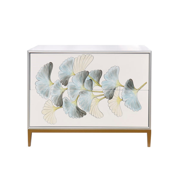 Pasargad Pearl Collection Annabelle Nightstand With Luxe Bronze Frame, Glamorous Silver/Ivory Finish Silver Wood Finish Pph-y2