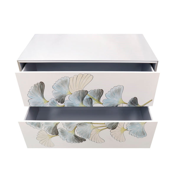 Pasargad Pearl Collection Annabelle Nightstand With Luxe Bronze Frame, Glamorous Silver/Ivory Finish Silver Wood Finish Pph-y2