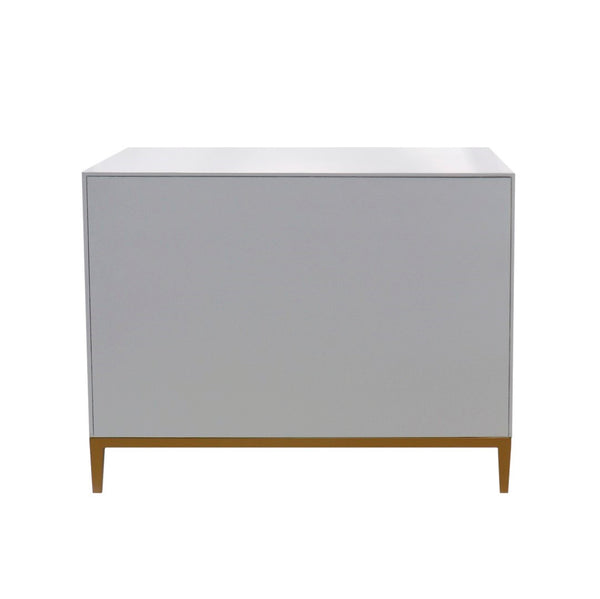 Pasargad Pearl Collection Annabelle Nightstand With Luxe Bronze Frame, Glamorous Silver/Ivory Finish Silver Wood Finish Pph-y2