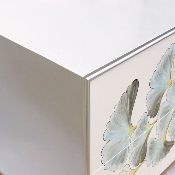 Pasargad Pearl Collection Annabelle Nightstand With Luxe Bronze Frame, Glamorous Silver/Ivory Finish Silver Wood Finish Pph-y2