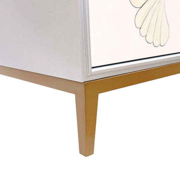 Pasargad Pearl Collection Annabelle Nightstand With Luxe Bronze Frame, Glamorous Silver/Ivory Finish Silver Wood Finish Pph-y2