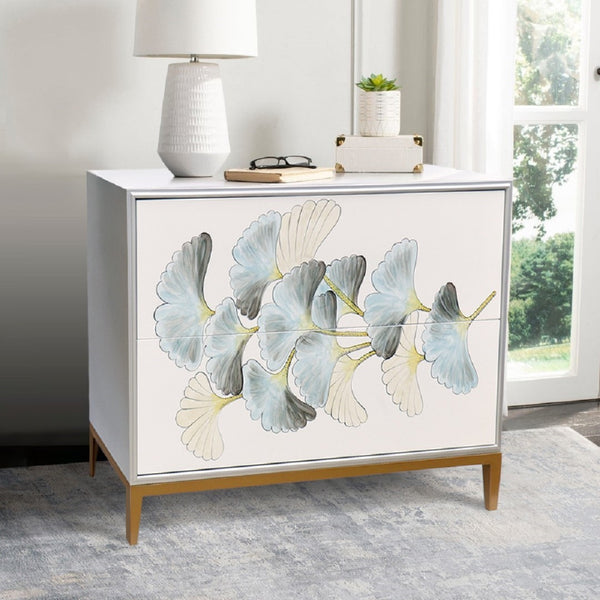 Pasargad Pearl Collection Annabelle Nightstand With Luxe Bronze Frame, Glamorous Silver/Ivory Finish Silver Wood Finish Pph-y2