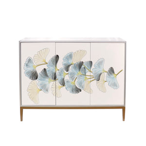 Pasargad Pearl Collection Annabelle Sideboard With Floral Doors & Glamorous Gold Accents Silver Wood Finish Pph-y3