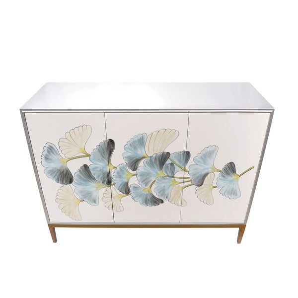 Pasargad Pearl Collection Annabelle Sideboard With Floral Doors & Glamorous Gold Accents Silver Wood Finish Pph-y3
