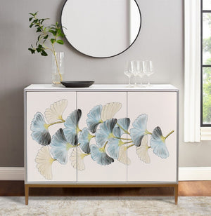 Pasargad Pearl Collection Annabelle Sideboard With Floral Doors & Glamorous Gold Accents Silver Wood Finish Pph-y3