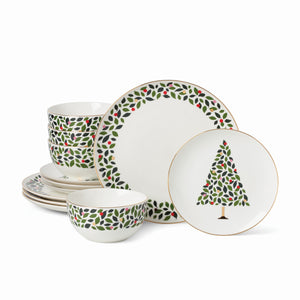 Lenox Kate Spade Evergreen 12-Piece Dinnerware Set White, IVORY PORCELAIN 895358