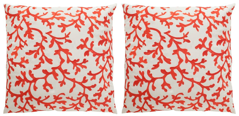 Safavieh Coral All Over Pillow - Set of 2 Candy Red PPL209A-2020-SET2