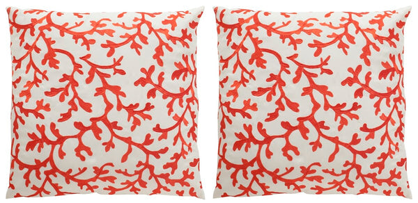 Safavieh Coral All Over Pillow - Set of 2 Candy Red PPL209A-2020-SET2