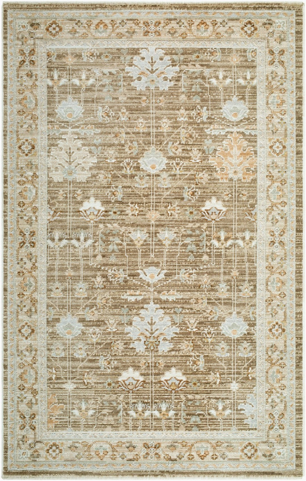 Livabliss Pierre Loti Turkish Machine Woven Polyester Runner Rug with Fringe for Entryways Dark Brown, Lig 2'11" x 7'7" PPL2302-21177