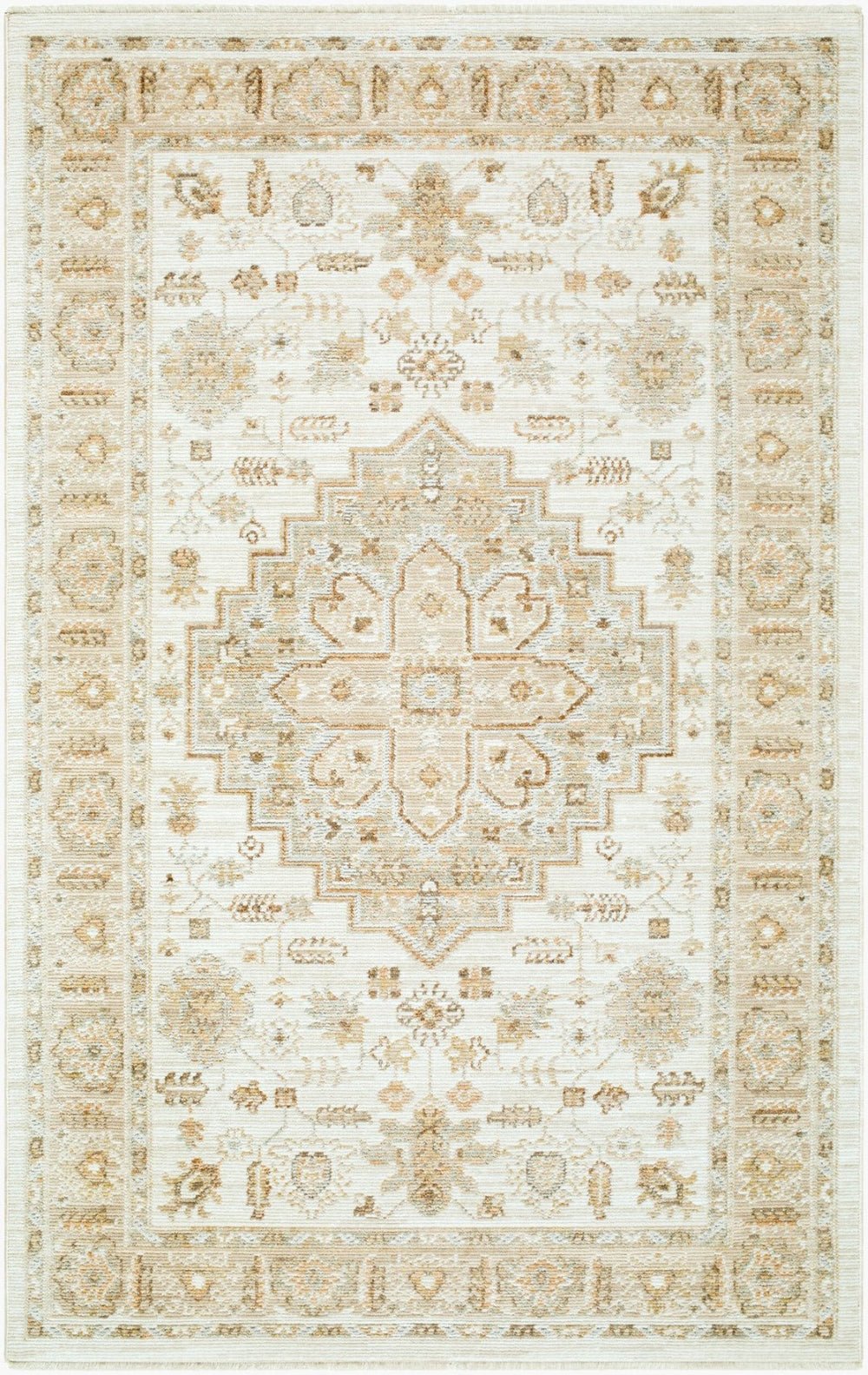 Livabliss Pierre Loti Traditional Runner Rug with Fringe Trim Polyester Hallway Accent White, Light Be 2'11" x 7'7" PPL2303-21177