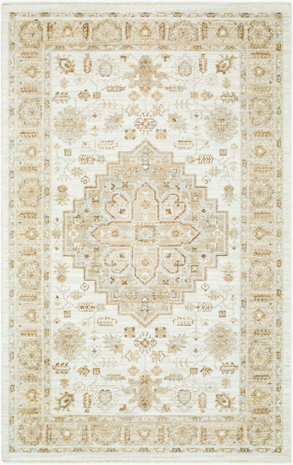Livabliss Pierre Loti Traditional Runner Rug with Fringe Trim Polyester Hallway Accent White, Light Be 2'11" x 7'7" PPL2303-21177