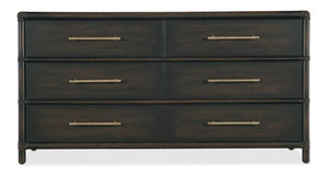 Hooker Furniture Retreat Coastal Rattan Dresser With Rope-Trim, Pewter Pulls And Cedar-Lined Drawers For Storage Dark Wood 6950-90202-99