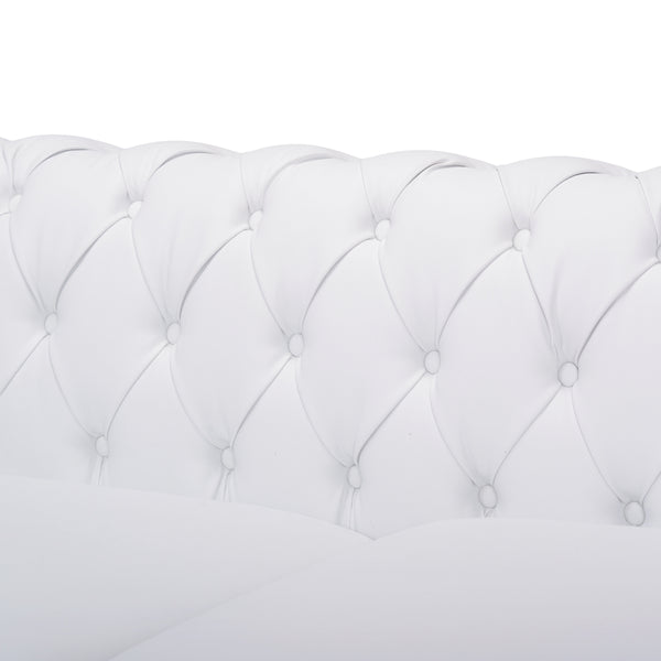 English Elm Christopher Knight Home® - SOFA Chesterfield-inspired 3-seater with deep button tufting, nailhead trim, low back and plush PU upholstery White 68326.00