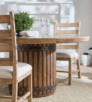 Hooker Furniture Vineyard Ladderback Side Chair In Sonoma Finish With White Zin Upholstery, Dowel Trim, Craftsman Legs 6952-75410-80