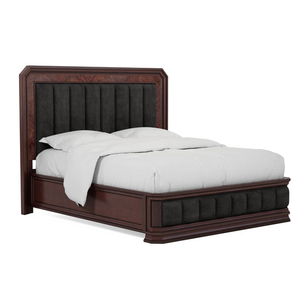 A.R.T. Furniture Revival Cal King Upholstered Bed In Charcoal Velvet - Traditional Napa Mahogany Elegance & Comfort Black, Brown Rubberwood Solids,Quarter Mahogany Veneer,Foam,Fabric,Resin 328127-1730