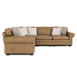 Bernhardt Bernhardt Grandview Leather Sectional With Spring-Down Cushions, Nailhead Trim & Blendown Pillows — Luxurious 130.5" Modular Seating K1851
