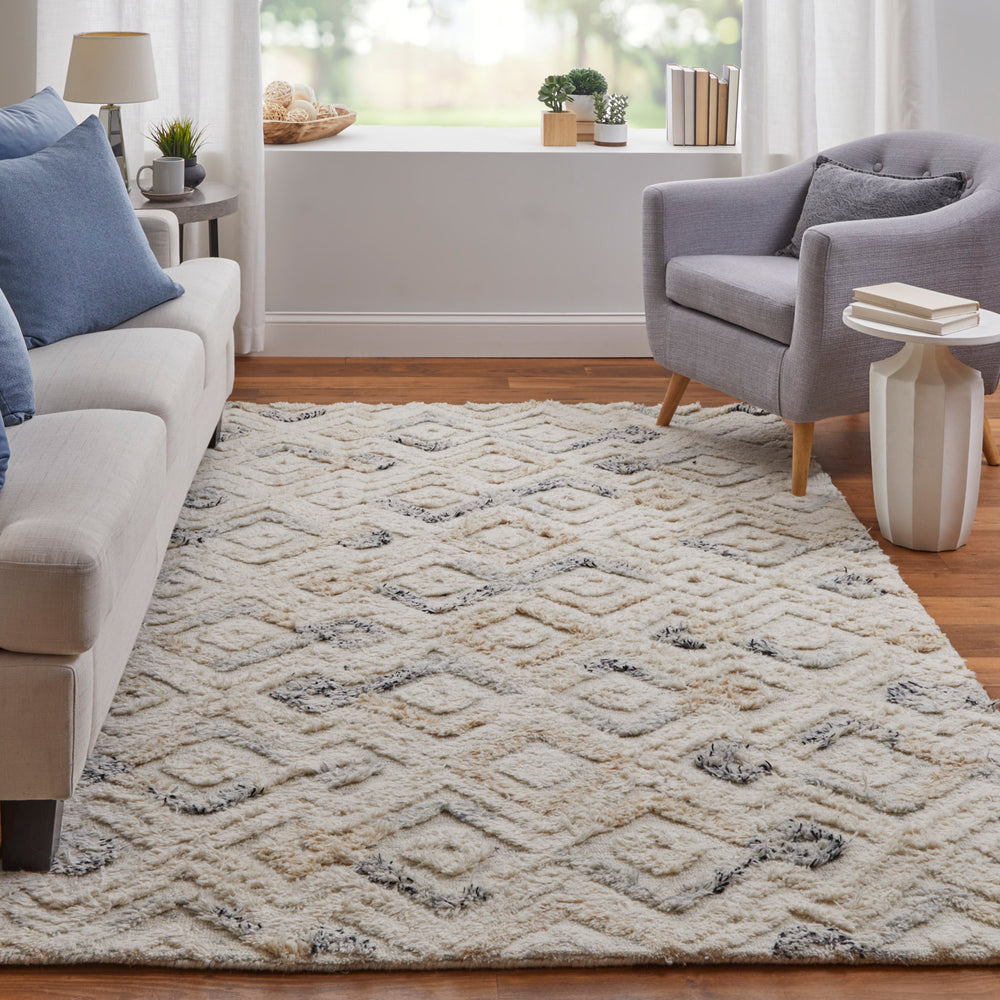 Feizy Rugs Anica Hand-tufted Wool Area Rug - Bohemian Style With Neutral Colors For Stylish Home Décor Ivory,Gray,Black Wool Anc8004fivyblug00