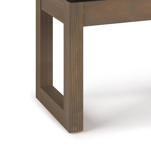 English Elm Milltown Versatile Small Ottoman Bench - Distressed Dark Brown Vegan Leather, Stylish Footrest & Seating B136P159085