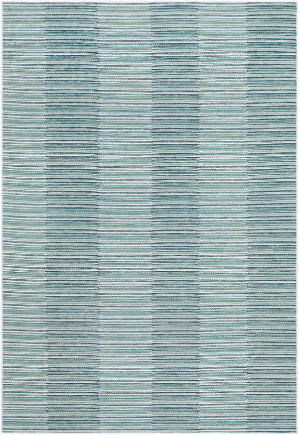 Livabliss Patio Plus Coastal Polypropylene Outdoor Rug Uv Resistant Flat Weave Deck Cover Teal, Seafoam 6'7" x 9' PPS2304-679