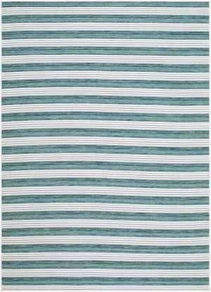 Livabliss Patio Plus Flatweave Polypropylene Outdoor Rug Coastal Traditional Style for Large Spaces Seafoam, Teal 5'3" x 7' PPS2307-537